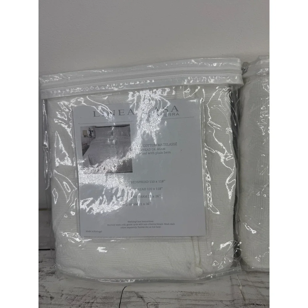 Linea Casa by Sferra King Sham Set of 2 White 100% Cotton Matelasse Portugal